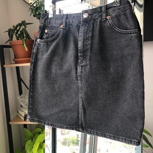 Moto Top Shop Denim Mini Skirt